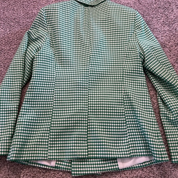 Autres Filles Women’s Green Houndstooth Double Breasted Blazer Silver Buttons M - Picture 12 of 12